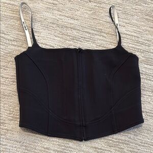 Black Zip-Up Crop Top